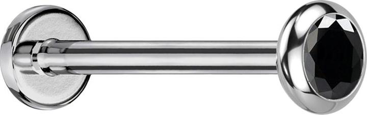 Star Piercing Micro Threadless Labret silber Scheibe abgerundet Kristall schwarz (Titan G23, ohne Messing)