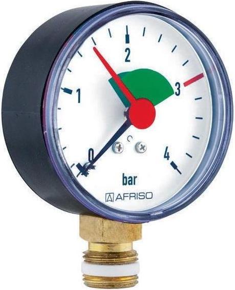 Actual product image Afriso Bourdon tube pressure gauge HZ 63 radial housing-d= 63mm, G 3/8 B, 0-4 bar