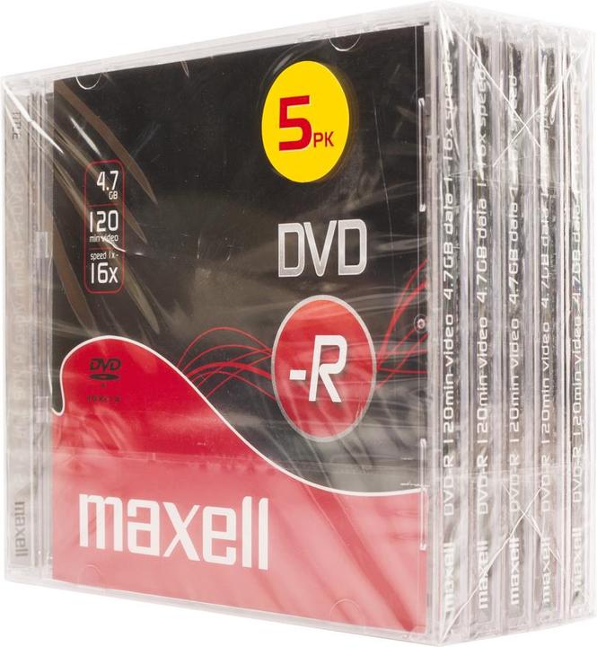 Actual product image Maxell DVD-R 5 Pack Jewel Case 5mm 16x Speed (5 x)