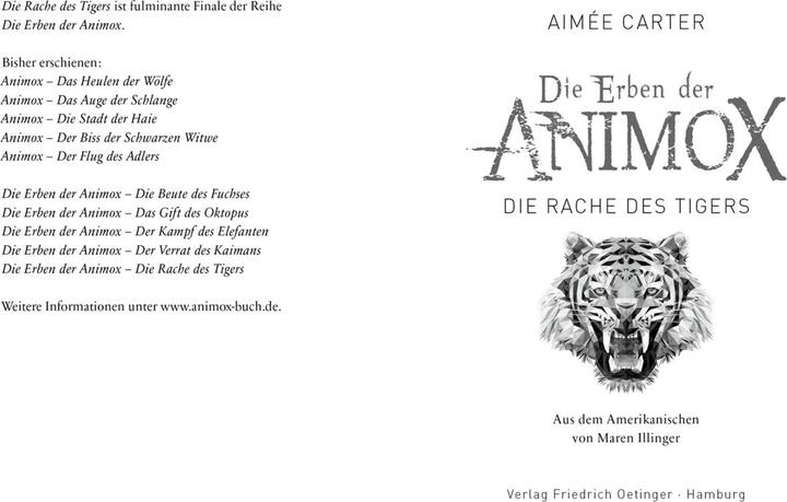 Immagine prodotto Gli eredi di Animox 5 La vendetta della tigre (Obiettivo Carter, Frauke Schneider, Tedesco)