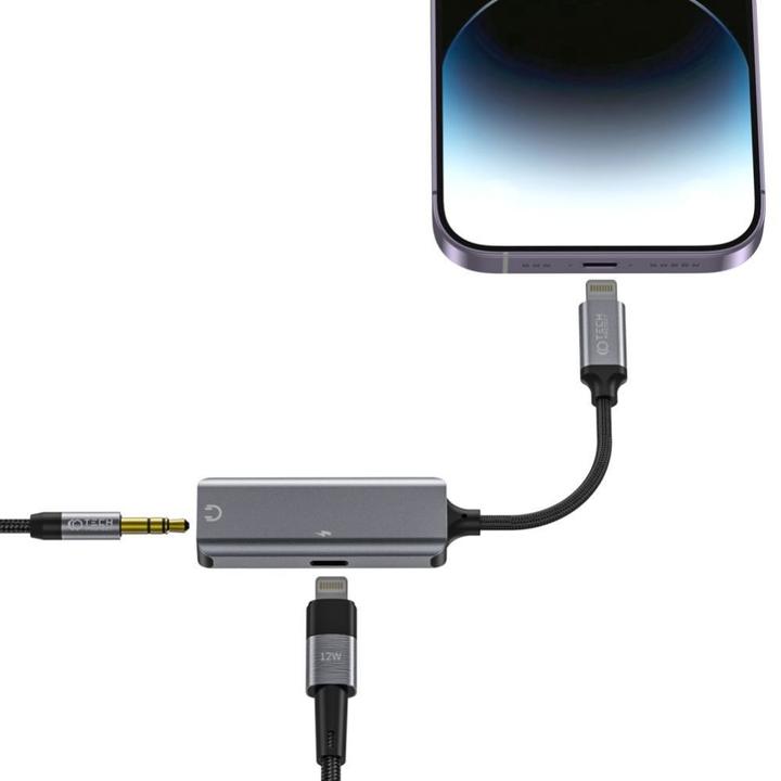 Productafbeelding Tech-Protect UltraBoost audio Lightning (mannetje) / 3,5 mm mini-jack (vrouwtje) - Lightning (vrouwtje) adapter (Bliksem, Bliksem, 3,5 mm aansluiting)
