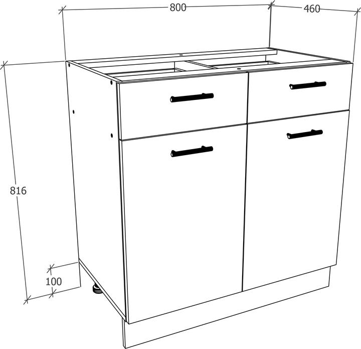 Produktbild VCM Küchenschrank Breite 80 cm Schublade Unterschrank Küche Küchenmöbel Esilo (80 x 46 x 82 cm)