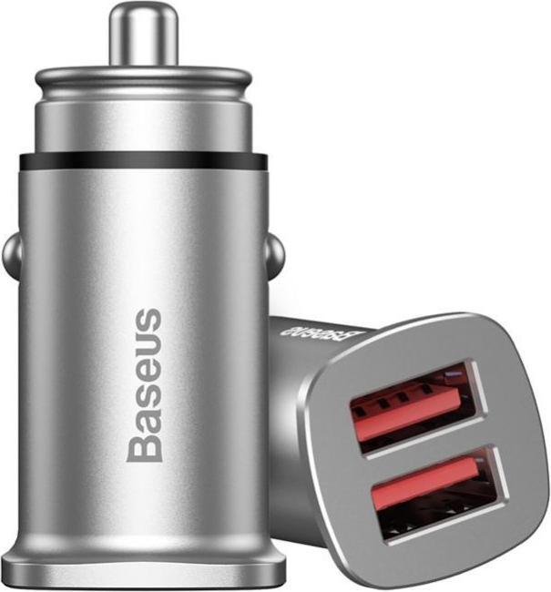 Actual product image Baseus Square metal A+A 30W Dual QC3.0 Quick Car Charger Black