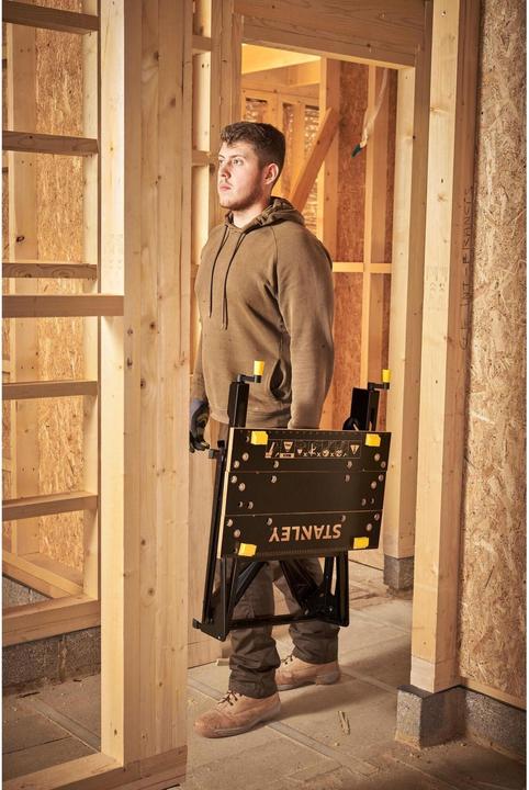 Produktbild Stanley Workmate mit Bambus-Arbeitsplatte und dualer Arbeitshöhe, belastbar bis 250kg (50.50 cm, 54 cm)