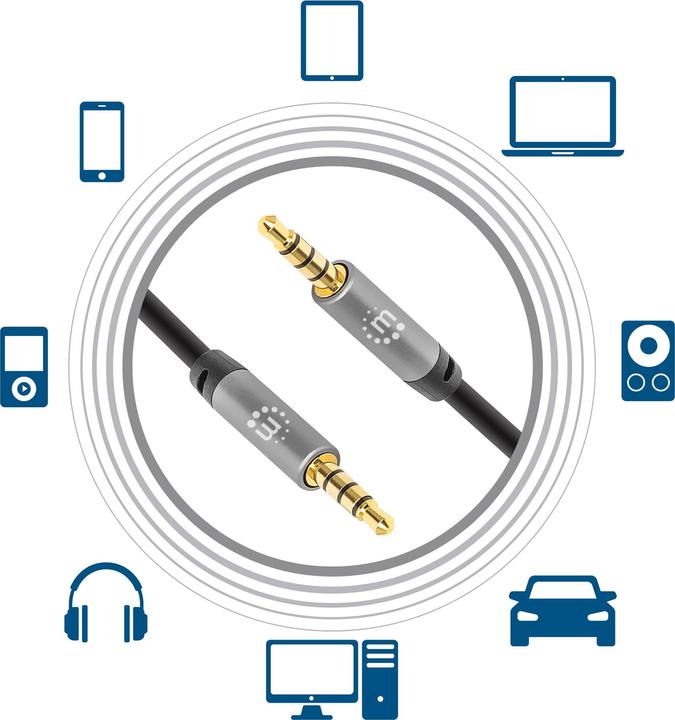Produktbild Manhattan Audiokabel Aux Klinke Stecker (3 m, 3.5mm Klinke (AUX))