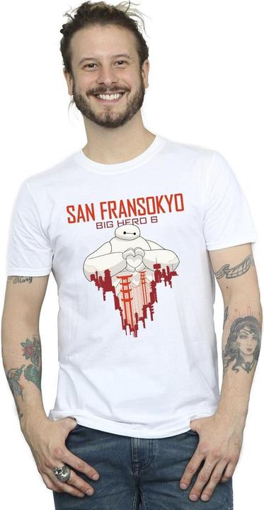 Actual product image Disney Mens Big Hero 6 Baymax San Fransokyo Heart T-Shirt (XL)