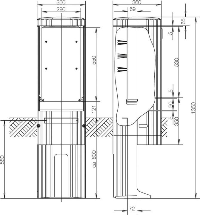 Image du produit ABN SL135PH Colonne d'extérieur Rondo,MPlatte FB1 BH3,H=1350mm,1fa