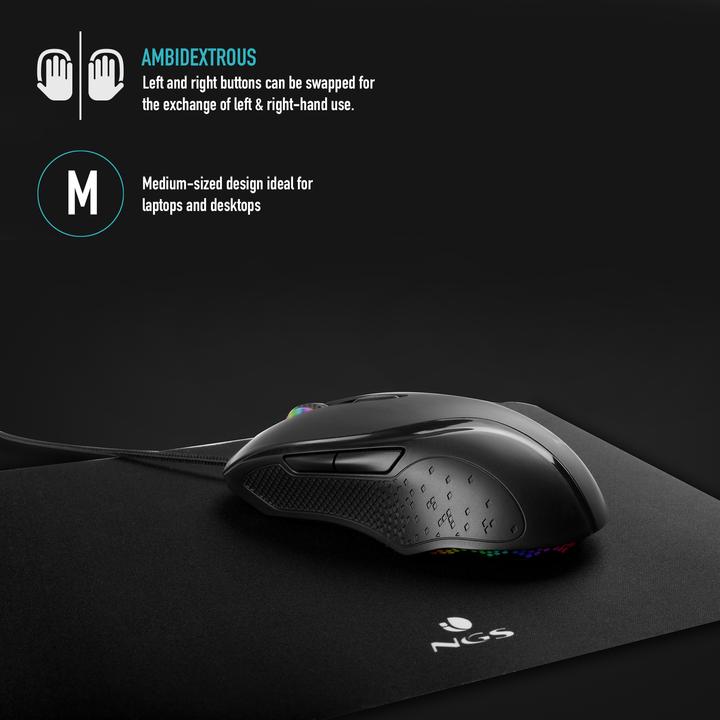 Immagine prodotto NGS GMX- 125 Mouse da gioco a LED ad alta risoluzione (Cablato)
