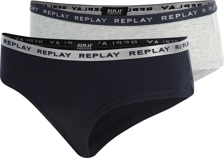 Replay Unterhose Damen-Slip mit Logo-Bund 2er Pack (L, 2er Pack)