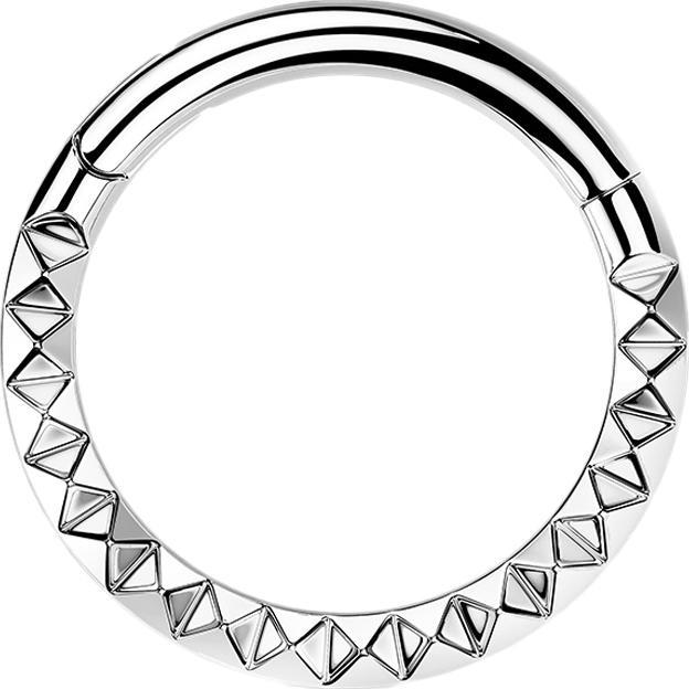 Star Piercing Micro Segmentring klappbar silber Winkelmuster (ohne Messing, Titan G23)
