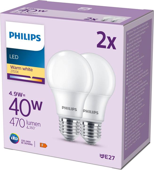 Produktbild Philips LED Lampe (E27, 4.90 W, 470 lm, 2 x, F)