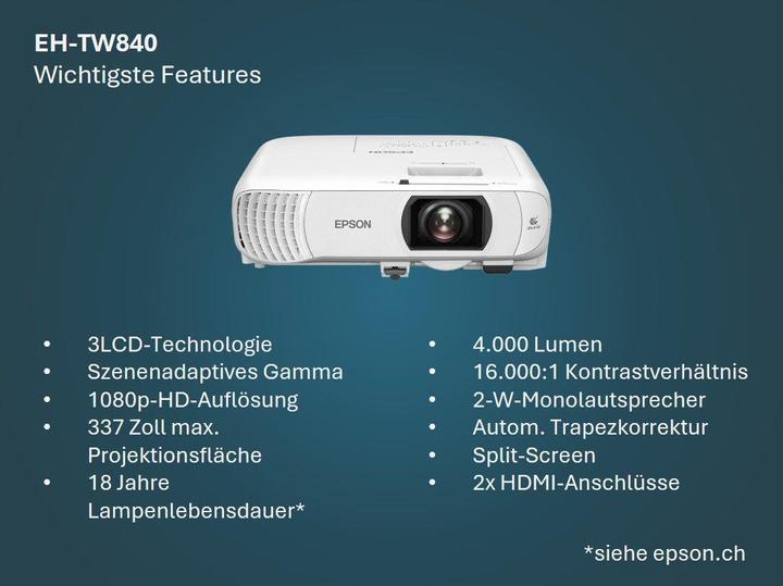 Productafbeelding Epson EH-TW840 3LCD Projector 4000lm (4000 lm)