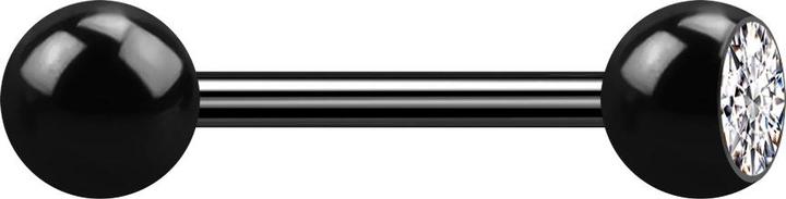 Image du produit Star Piercing Barbell noir avec boule et cristal argenté (sans laiton, Titane G23)
