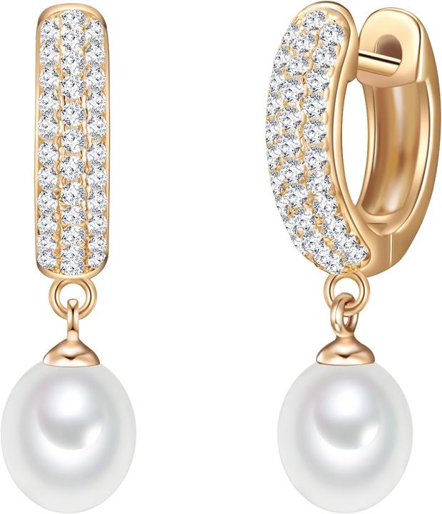 Valero Pearls Damen Sterling Silber Zirkonia Süsswasser-Zuchtperle gelbgold - 11874 (Sterling Silber)