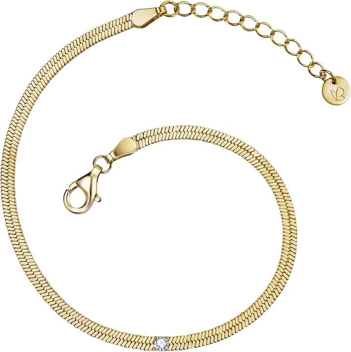 Glanzstücke München Damen Sterling Silber Zirkonia gelbgold 17,0 cm Basislänge + 3,0 cm Verlängerung - 16360 (17 cm, Sterling Silber)