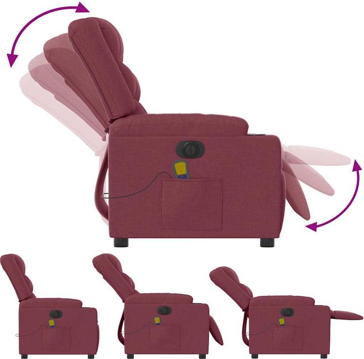 Image du produit VidaXL Fauteuil de massage électrique vin rouge tissu