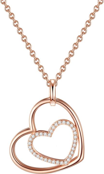 Rafaela Donata Damen Herz Sterling Silber Zirkonia roségold 42,0 cm Basiskette + 5,0 cm Verlängerung - 9864 (Sterling Silber, 42 - 47 cm)
