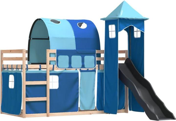 Immagine prodotto VidaXL Letto a castello con scivolo e tende (90 x 200 cm)