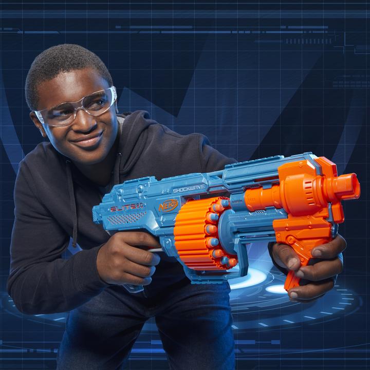 Produktbild Nerf Elite 2.0 Shockwave RD-15 Blaster, 30 Darts, 15-Dart Rotationstrommel, Schnellfeuer, mit E