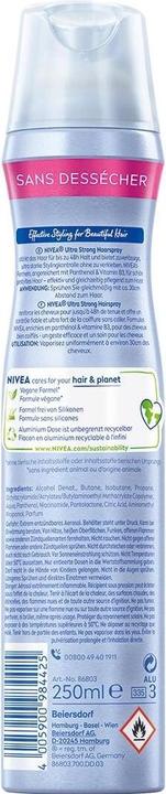Valeurs nutritives et ingrédients NIVEA Ultra Strong Styling (250 ml)