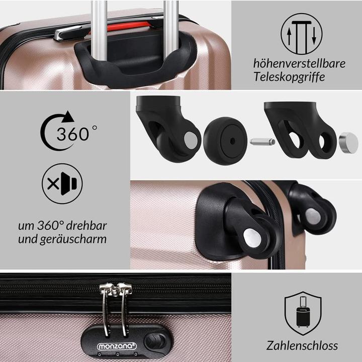 Image du produit Monzana Baseline Set de valises 4pcs (89 l, Bagage à main (jusqu'à 50l), M (50 - 90l))