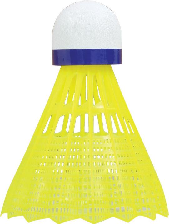 Produktbild Talbot Torro Badmintonball Tech 350, medium, gelb/blau haltbarer Freizeit- und Trainings-Nylonfederball mit