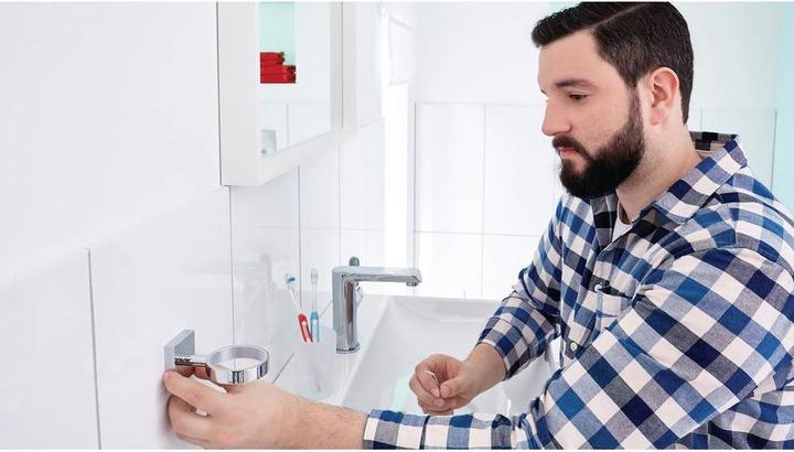 Actual product image tesa EKKRO toothbrush tumbler incl. adhesive solution without drilling