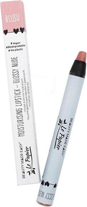 Le Papier Nude Pink Moisturising Vegan Glossy Lipstick Blush 6g (Nude Pink Moisturising Vegan Glossy Lipstick Blush 6g)