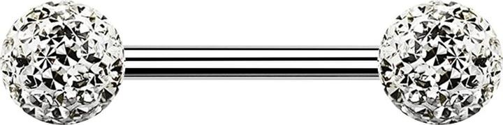 Immagine prodotto Star Piercing Barbell silver con due sfere di cristallo strato protettivo epossidico silver (Acciaio chirurgico 316L)