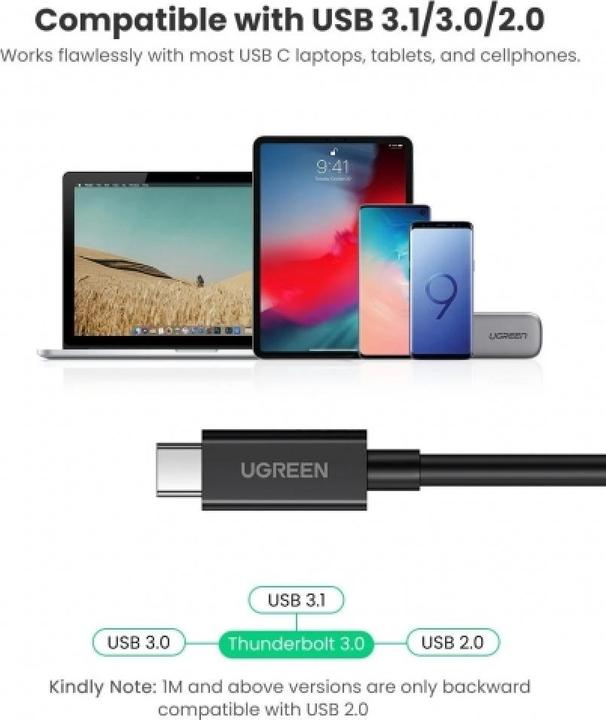 Actual product image Ugreen Thunderbolt 3 USB-C cable (0.50 m, USB 3.1)
