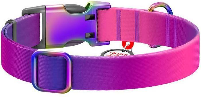 Produktbild Collar Waudog gradient nylon dog with QR code, purple, size M (M, Hund, Hundesport)