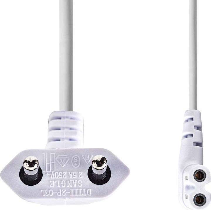 Produktbild Nedis Stromkabel | Euro Männlich | IEC-320-C7 | Abgewinkelt | Links abgewinkelt | Vernickelt | 3.00 (3 m)
