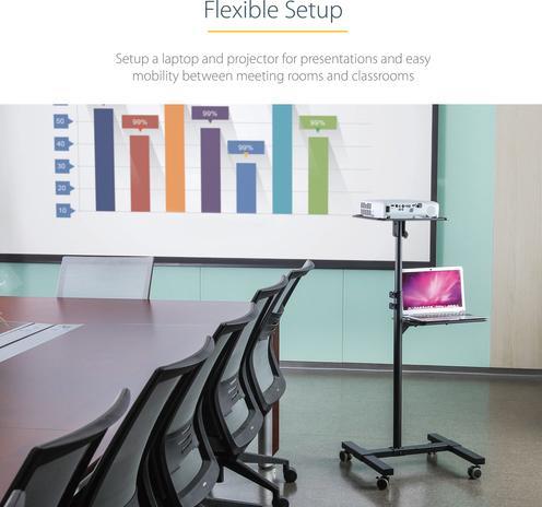 Immagine prodotto StarTech Mobile Projector and Laptop Stand/Cart - Heavy Duty Projector Stand (2 ripiani, ciascuno) - (Soffitto)