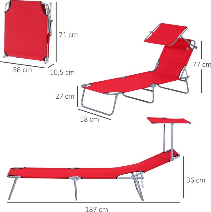 Image du produit Outsunny Bain de soleil avec protection solaire (187 cm)