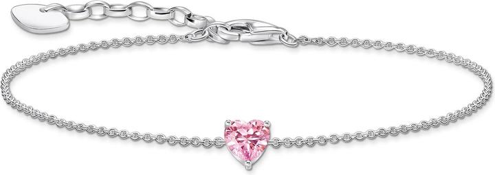Thomas Sabo Armband mit pinkfarbenem Zirkonia-Herz Silber (19 cm, 925er Silber)