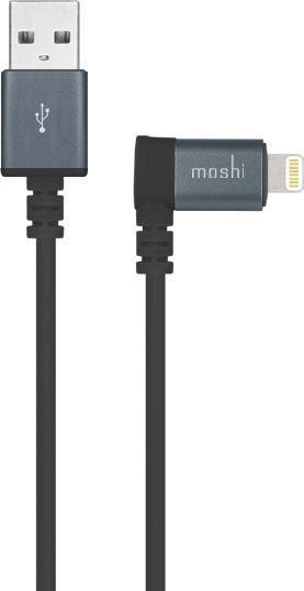 Produktbild Moshi Lightning to USB Cable with 90-degree connector - Black (1.50 m, USB 2.0)