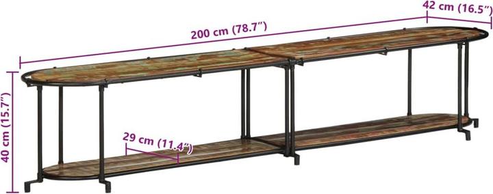 Immagine prodotto VidaXL Mobile TV Mobile TV basso Tavolo TV Mobili TV in legno massiccio antico (200 x 42 x 40 cm)