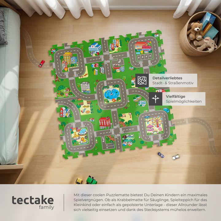Image du produit tectake tapis de puzzle MyCity, ville et rues, 9 pièces, antidérapant