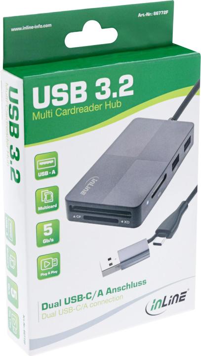 Produktbild InLine USB 3.2 Multi Cardreader Hub (USB-A, 3 Ports)