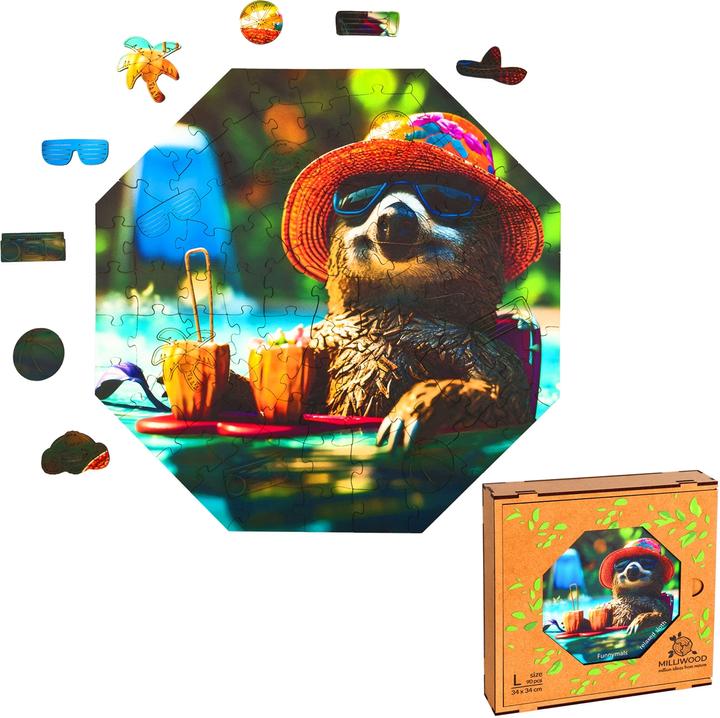 Actual product image Milliwood Puzzle bois L Relaxed sloth (90 pieces)