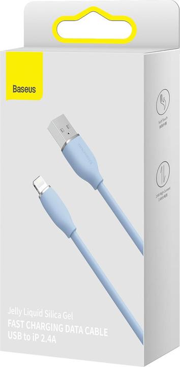 Image du produit Baseus Jelly Liquid Silica Gel Fast Charging Data Cable USB to iP 2.4A 2m Blue (2 m)