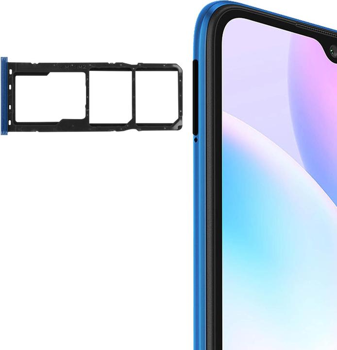 Actual product image Clappio 2x SIM + 1x Micro-SD card holder spare part for Xiaomi Redmi 9 - Blue (SIM holder, Xiaomi Redmi 9)