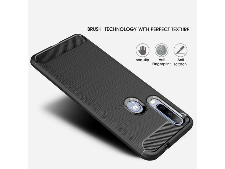 Actual product image Screenguard Motorola One Action Case Carbon Brushed Soft TPU (Motorola One Action)