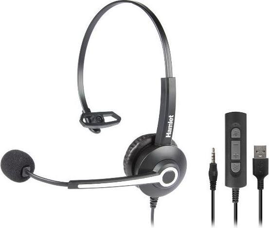 Hamlet HHEADM-UJM cuffia e auricolare Cablato A Padiglione Ufficio USB tipo A Nero