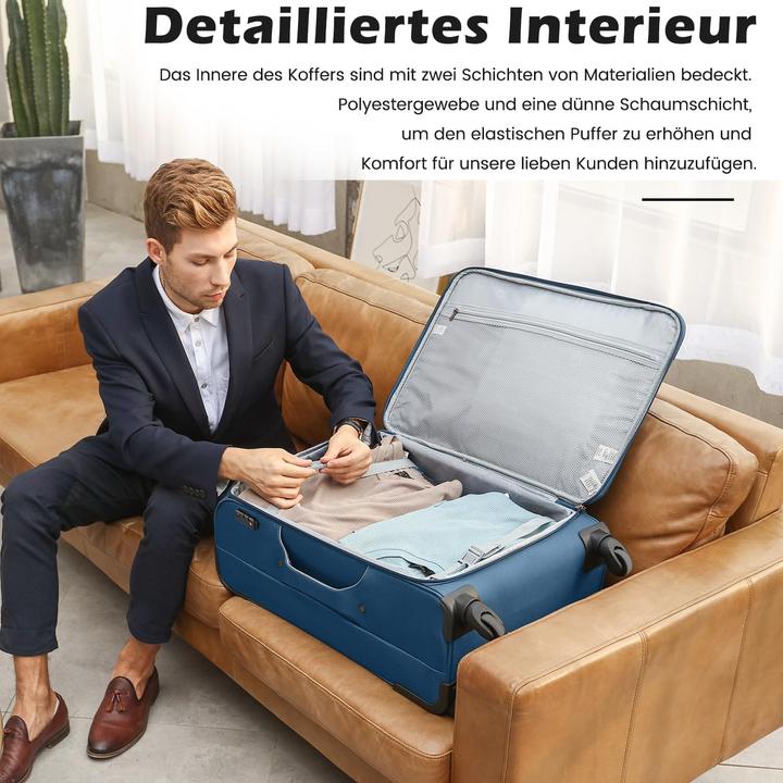 Produktbild Coolife 2-teiliges Handgepäck-Kofferset (38 l, M (50 - 90l))