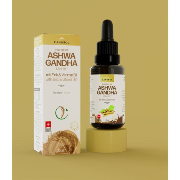Actual product image Cannsol Premium Ashwagandha KSM-66 with Zinc and Vitamin B1 Drops (1 Piece, Oil)