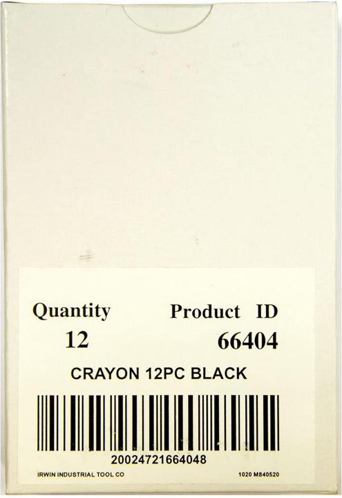Nährwerte und Zutaten Irwin Markierungskreide schwarzzum Markieren auf Holz, Zement-Keramik oder Metalloberflächen (Schwarz, 1 x)