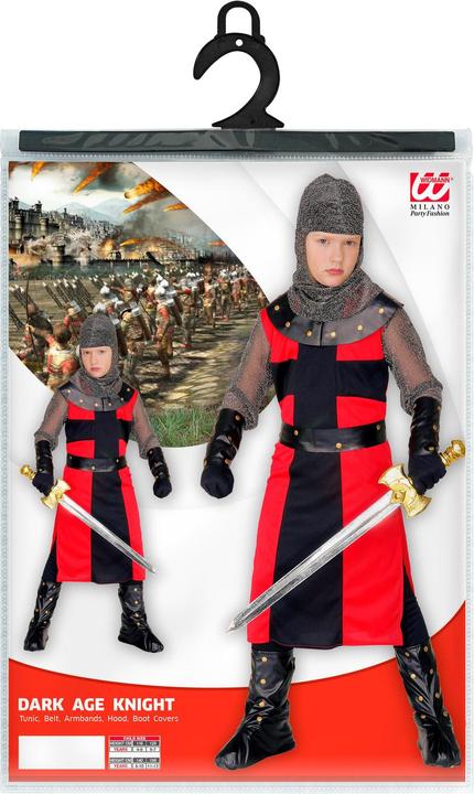 Actual product image Widmann BLACK KNIGHT (long top, belt, bracelets, helmet, boot covers), 116 cm / 4-5 years (4, 5)