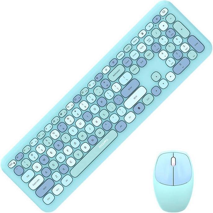 Actual product image Mofii Wireless keyboard + mouse set 666 2.4G (Blue) (Eng. Int., Cable)