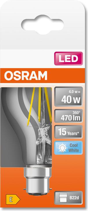 Actual product image Osram LED Retrofit CLASSIC A 40 4 W/4000 K B22d (B22d, 4 W, 470 lm, 1 x, E)